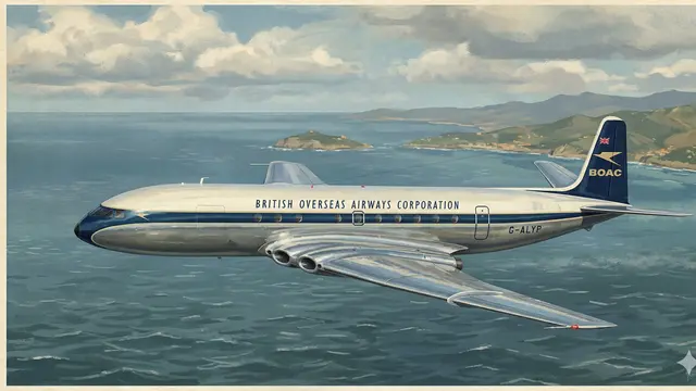 Ilustrasi pesawat comet jet British Overseas Airways Corporation (BOAC)