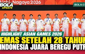 Momen Pengalungan Medali Emas Tim Bulu Tangkis Putra Indonesia di Asian Games 2026