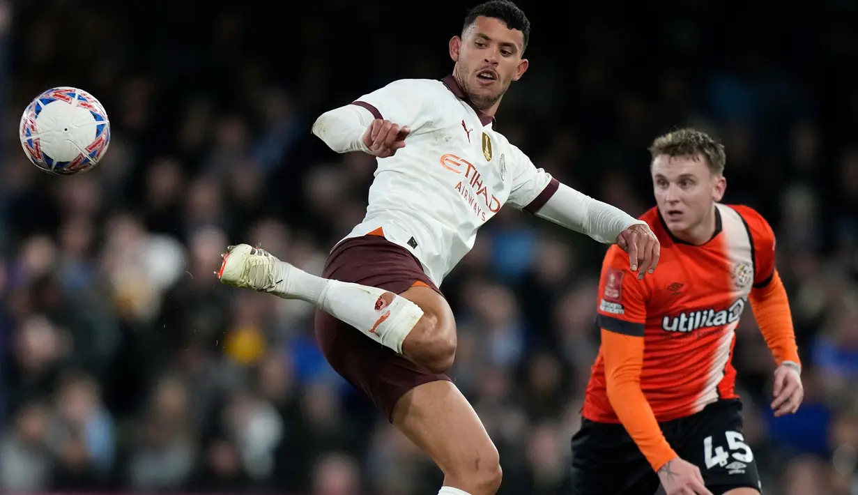 Tampil dominan, Manchester City unggul lebih dulu lewat gol yang dicetak Erling Haaland pada menit ke-3. (AP Photo/Alastair Grant)
