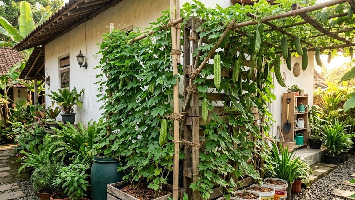 Cara Bikin Kebun Rambat Timun dan Pare dari Bahan Bekas, Solusi Hemat untuk Lahan Sempit