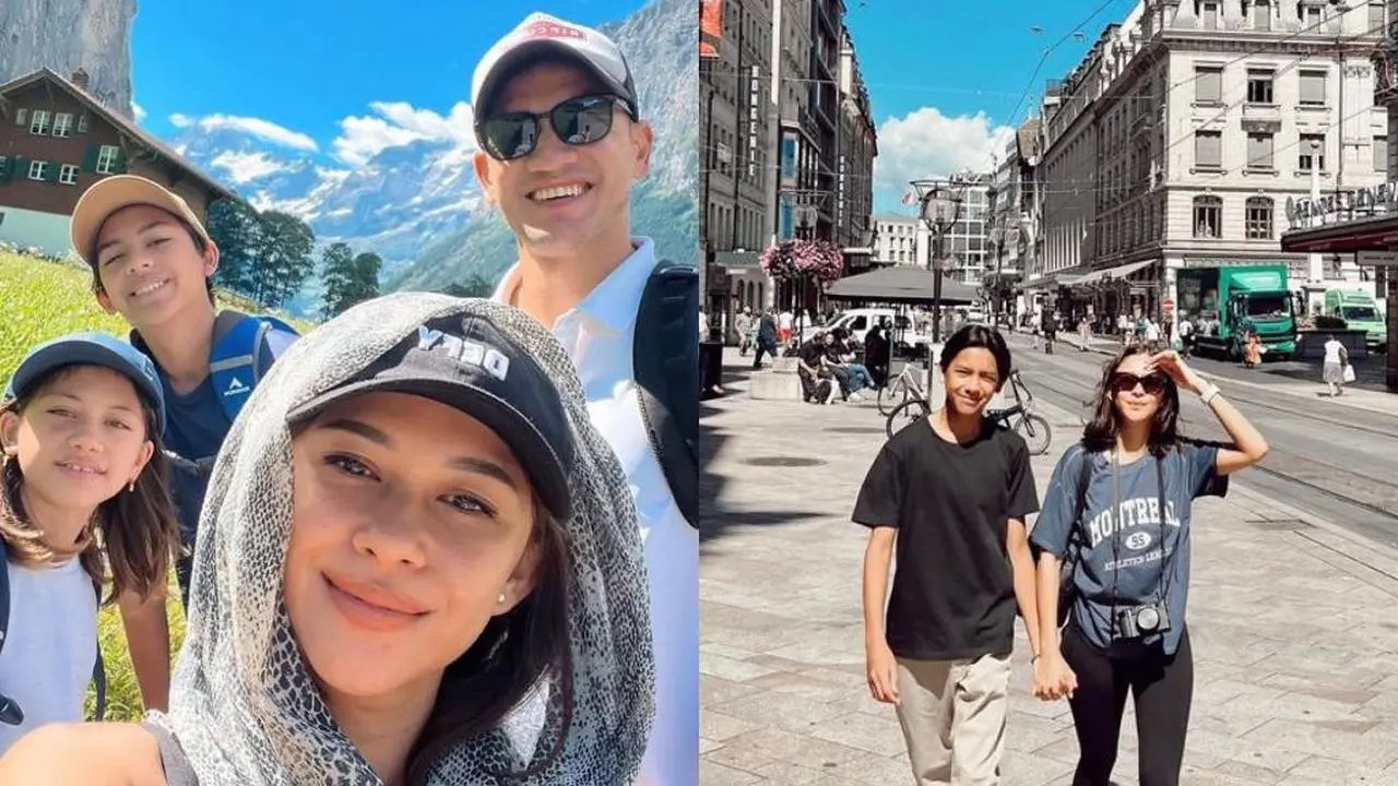9 Potret Keluarga Nana Mirdad-Andrew White Liburan di Swiss, Kompak Bergaya Sporty Casual