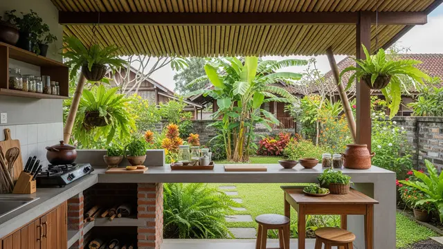 Model Dapur Semi Outdoor yang Cocok untuk Rumah Kampung (AI)