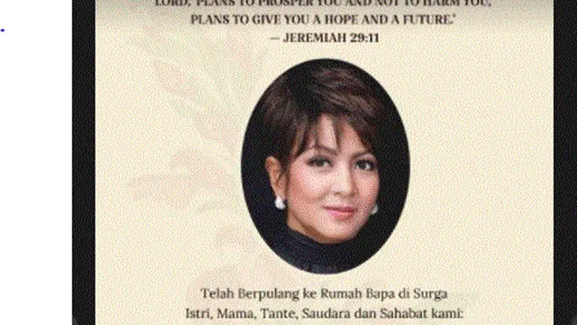 Jenazah Nindy Ellesse akan dimakamkan di San Diego Hills