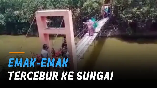 Detik-detik insiden jembatan gantung ambrol terekam kamera warganet.