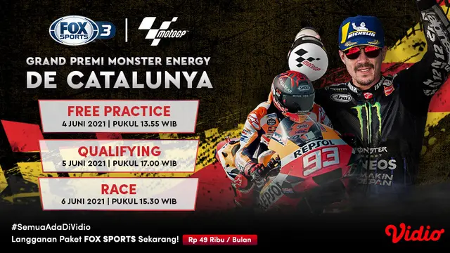 Live Streaming MotoGP Pekan ini di Kanal FOX Sports 3 Eksklusif Melalui Vidio