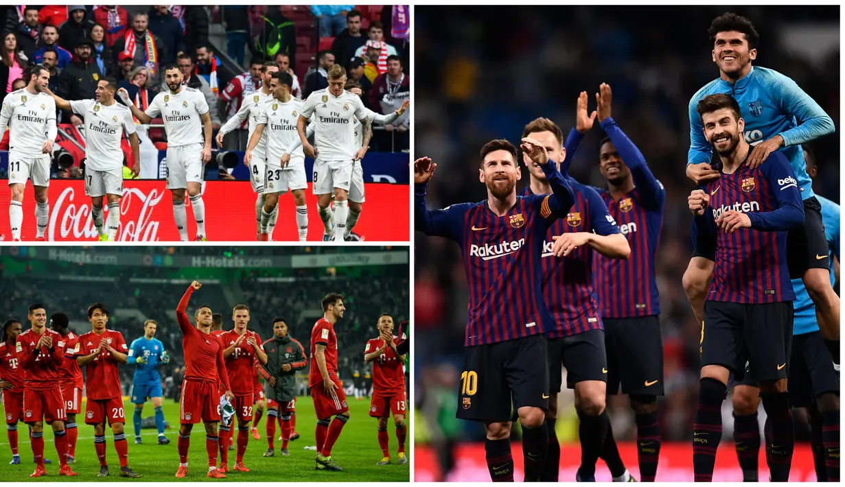 Barcelona dan sembilan klub ini memiliki label bintang lima pada game FIFA 19 dengan overall rating sekitar 86 hingga 83. Tanpa Manchester United, berikut deretan klub dengan bintang lima di game FIFA 19. (Kolase foto dari AFP)