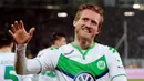 Andre Schuerrle. Pemain yang kini telah memutuskan pensiun pada 2020 ini memperkuat Wolfsburg selama 1,5 musim mulai pertengahan 2014/2015 usai didatangkan dari Chelsea. Pada awal musim 2016/2017 ia dilepas ke Borussia Dortmund dengan nilai transfer mencapai 30 juta euro. (AFP/DPA/Peter Steffen)