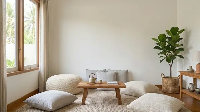 Ciptakan Ruang Tamu Lesehan dengan Karpet dan Floor Cushion