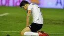 Reaksi kekecewaan striker Valencia, David Villa pada partai La Liga menghadapi Racing Santander di Estadio Mestalla, Valencia, 8 Maret 2010. AFP PHOTO/JOSE JORDAN