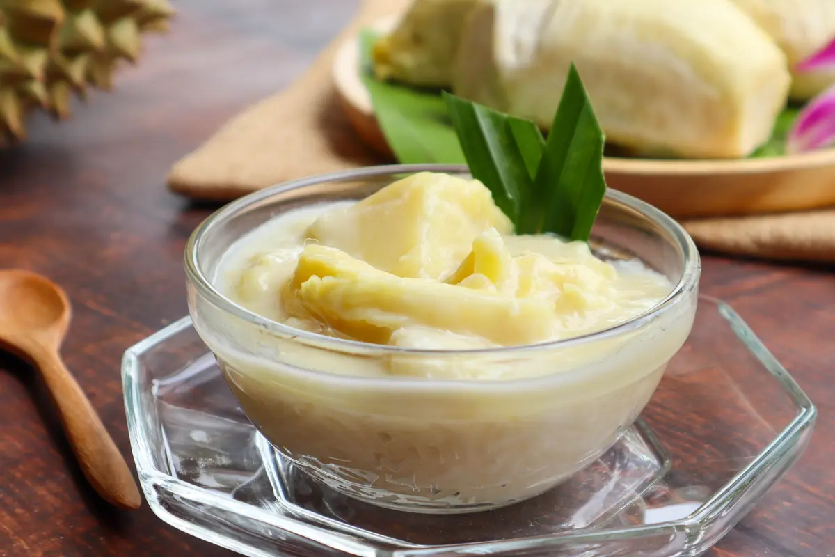 resep durian sticky rice