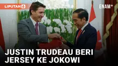 Ekspresi Sumingrah Jokowi Ketika Diberi Jersey oleh PM Kanada Justin Trudeau