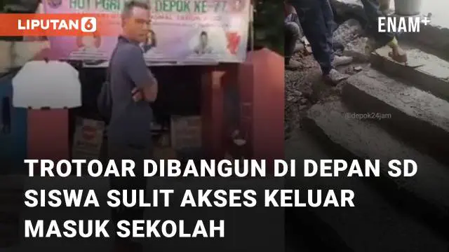 VIDEO: Trotoar Dibangun di Depan SDN Pondok Cina 1, Siswa Sulit Akses Keluar Masuk Sekolah