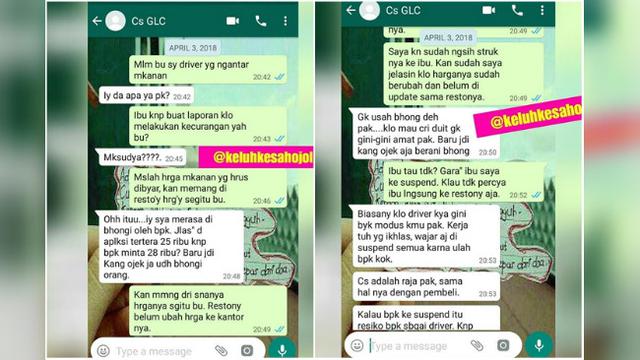 Memberikan keluhan kepada driver dengan alasan yang tak masuk akal atau pun ngotot juga tidak manusiawi.