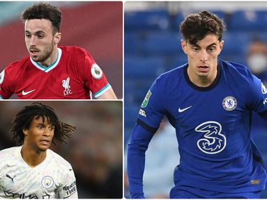 Kai Havertz menjadi pembelian pemain termahal di Liga Inggris pada bursa transfer musim ini. Harvertz didatangkan Chelsea dengan harga transfer mencapai 80 juta euro. Berikut Kai Havertz dan 6 transfer termahal Liga Inggris di bursa transfer musim panas ini. (kolase foto AFP)