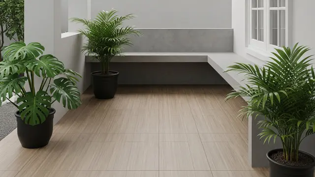 Desain Aman dengan Keramik Motif Kayu Matte