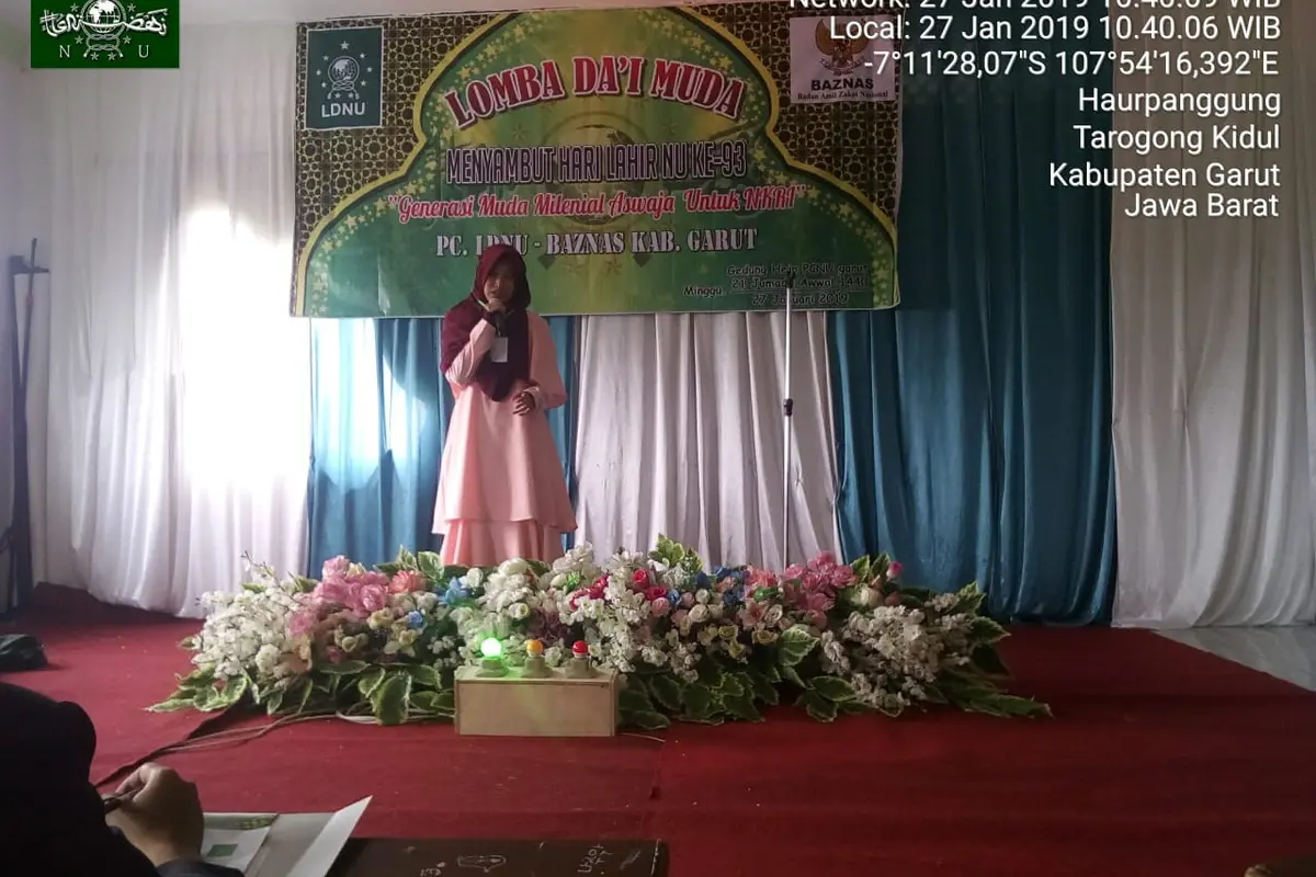 Salah satu peserta putri lomba dai muda Nusantara di PCNU Garut