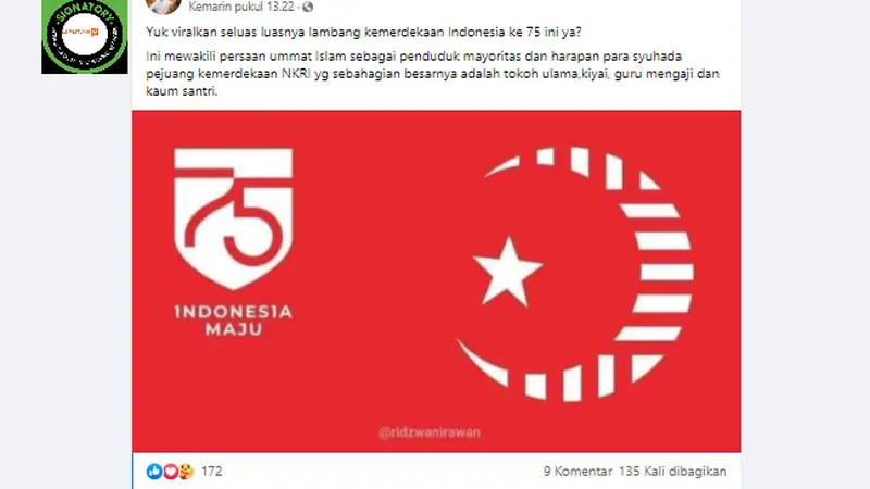 Penelusuran klaim foto bulan dan bintang yang diklaim sebagai logo HUT RI ke- 75