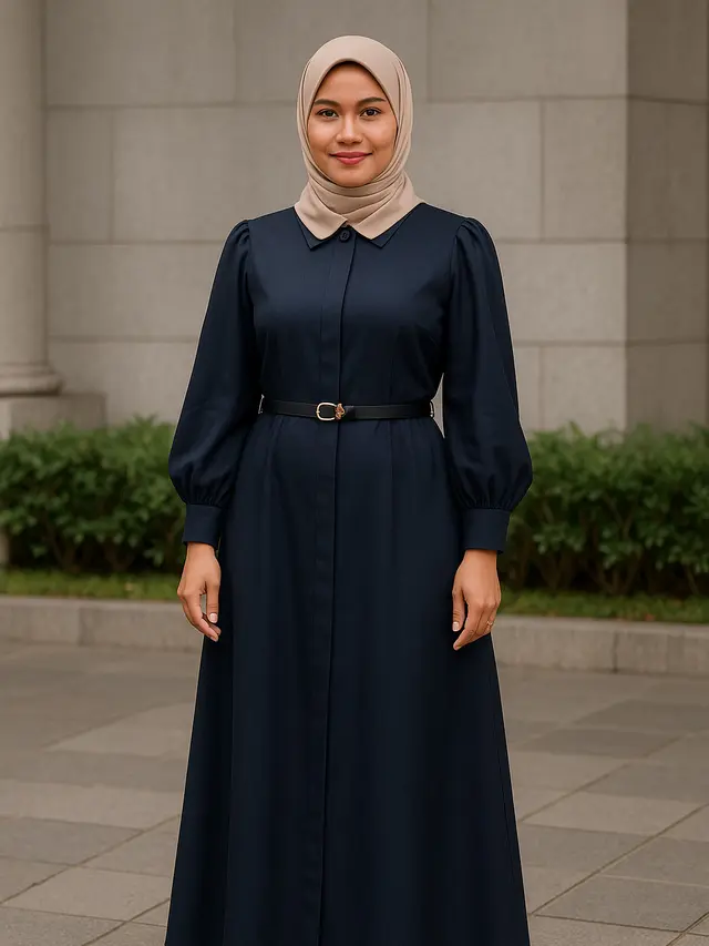 Model Gamis Kerah Rebah (Foto: ChatGPT)