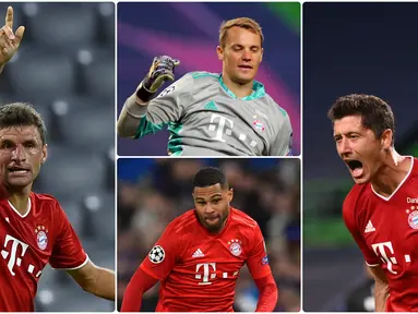 Bayern Munchen tinggal selangkah lagi untuk menyabet trofi juara Liga Champions musim ini. Bayern Munchen akan berhadapan dengan PSG pada laga final nanti. Berikut 6 pemain kunci Bayern Munchen untuk meraih gelar juara Liga Champions 2019/2020. (kolase foto AFP)