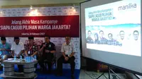 Lembaga survei Manilka prediksi kemenangan paslon Gubernur dan Wakil Gubernur DKI Jakarta Agus-Sylvi. (Liputan6.com/ Muslim AR)