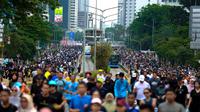 Kembalinya keramaian Car Free Day menjadi tanda positif pemulihan aktivitas sosial warga Jakarta sekaligus penanda hidupnya kembali ruang interaksi publik di pusat kota. (Kapanlagi.com/Budy Santoso)
