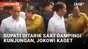 Insiden terekam kamera warga ketika Presiden Joko Widodo mengunjungi Pasar Purwodadi di Bengkulu Utara (21/7/2023). Bupati Bengkulu Utara, Ir. Mian tiba-tiba ditarik seseorang saat dampingi kunjungan. Terjadi saat situasi semakin riuh saat rombongan ...