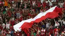 Dukungan ratusan suporter Indonesia pun tak cukup membantu. (Bola.com/Arief Bagus)