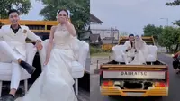 Pasangan pengantin naik pikap (TikTok/@avinda770)
