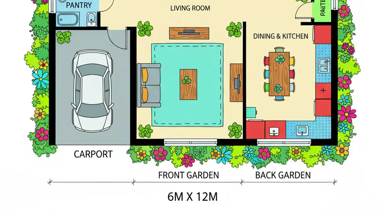 Denah Rumah Sederhana 6x12 3 Kamar.