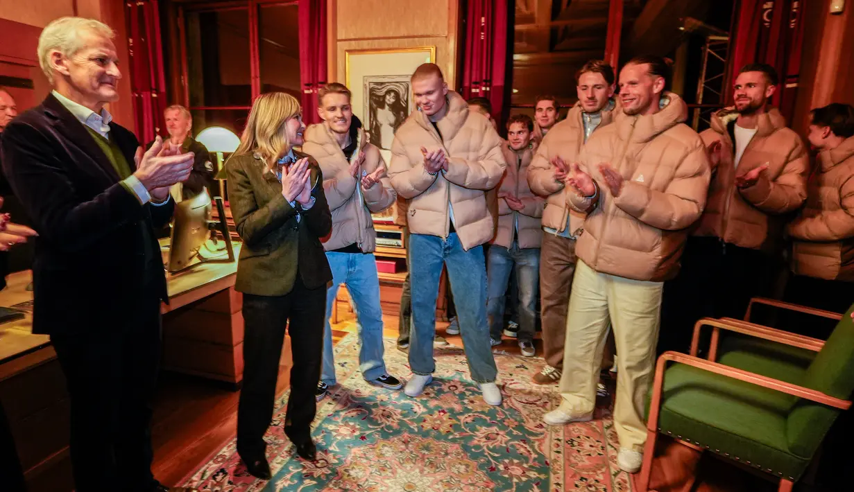 Norwegia memastikan posisi puncak klasemen akhir grup I dengan raihan sempurna 24 poin dari delapan pertandingan. (Terje Pedersen/NTB via AP)