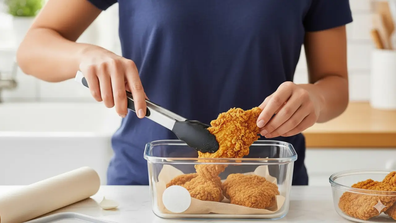 Ilustrasi Menyimpan Ayam Goreng