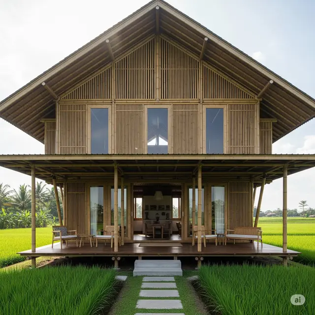 Rumah Sederhana dari Bambu. Foto: Gemini