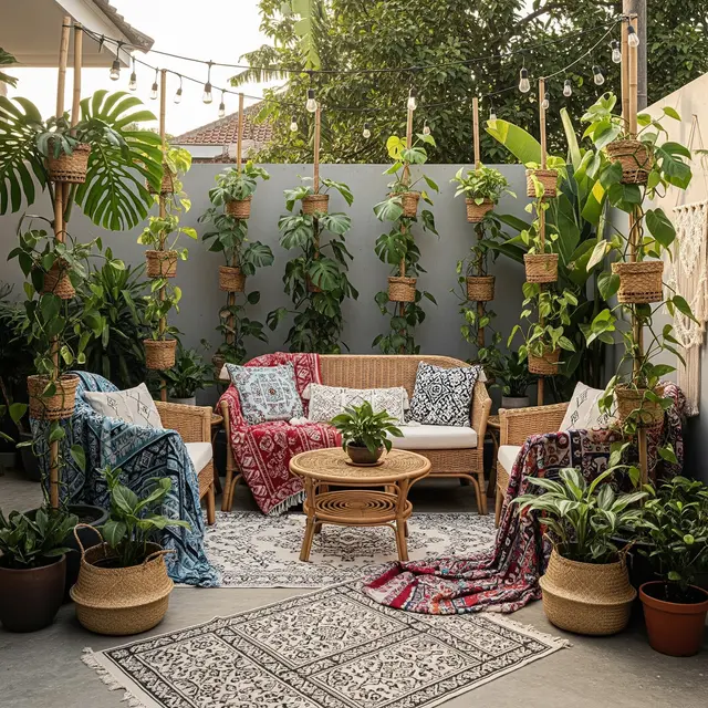 9 Model Teras Belakang Rumah dengan Tiang Tanaman Salur yang Instagramable 2025