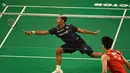 Tunggal putra Indonesia, Alwi Farhan, saat berlaga melawan Dong Tian Yao (Tiongkok) di final turnamen bulu tangkis Australia Open 2026, Sydney, pada Minggu 14 Juni 2026. (Saeed KHAN/AFP)