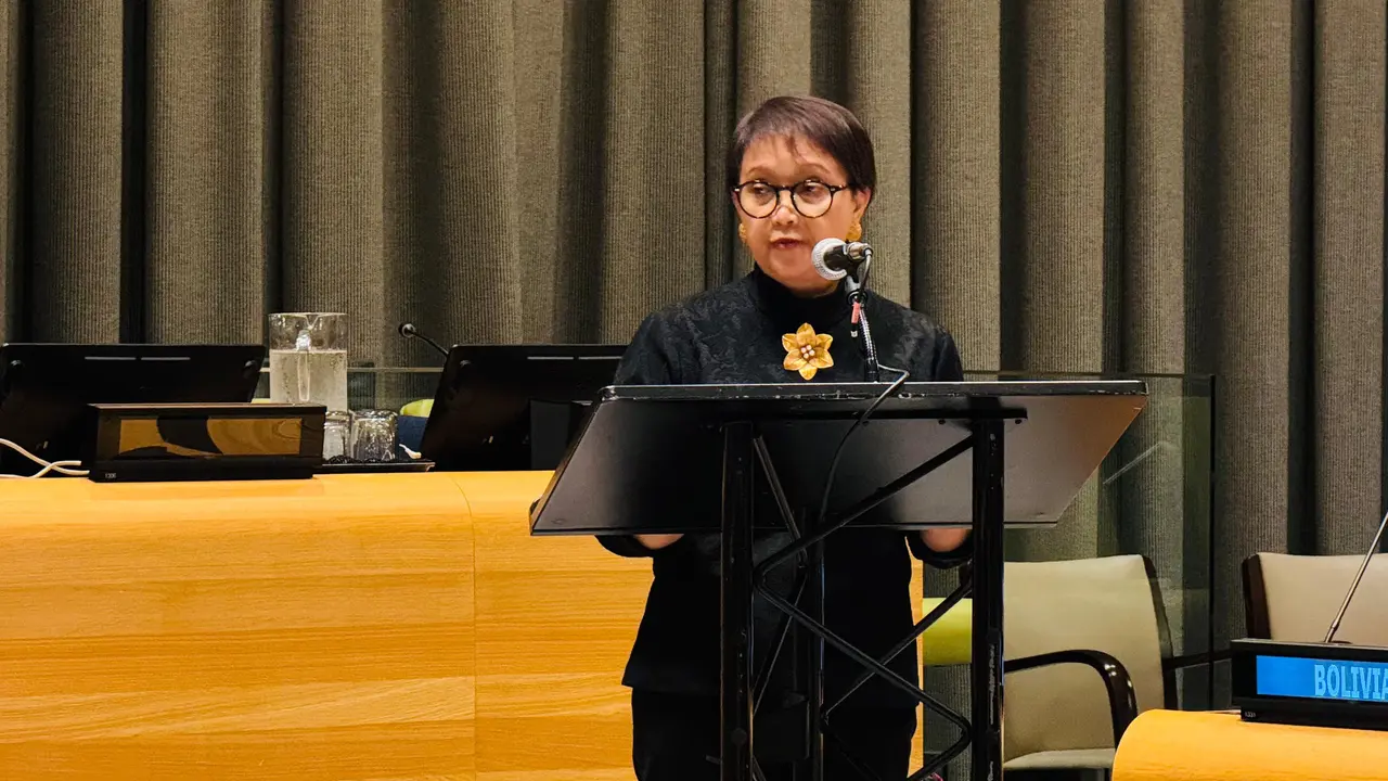 Menteri Luar Negeri RI Retno Marsudi menghadiri Pertemuan Tingkat Tinggi “Sea Level Rise" di sela-sela Sidang Majelis Umum PBB ke-79 di New York, AS, Rabu (25/9/2024). (dok. Kemlu RI)