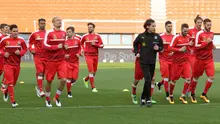 Skuat Austria menjalani sesi latihan jogging di Stadion Ernst Happel, Wina, sehari menjelang laga melawan Timnas Turki. (Bola.com/Reza Khomaini)