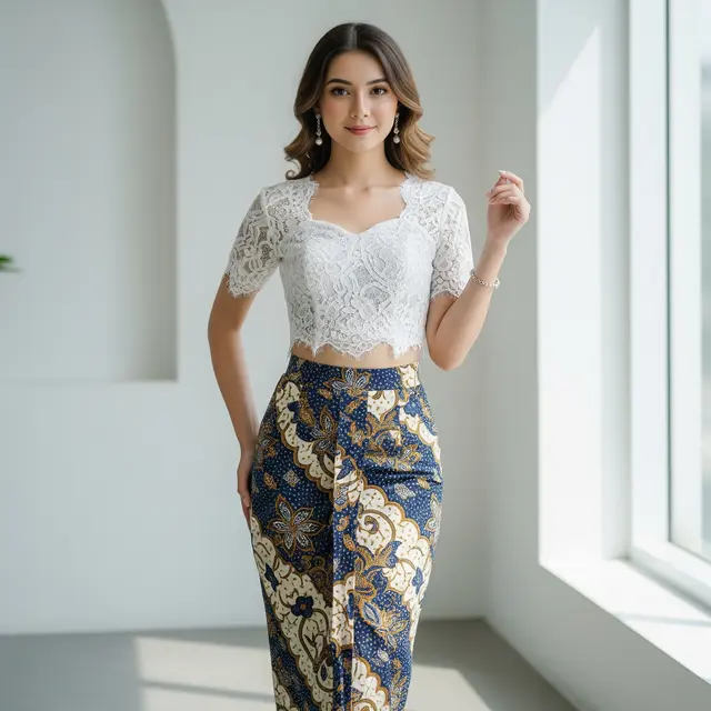 9 Model Kebaya Batik Kombinasi Brokat untuk Wisuda, Pilihan Elegan dan Modern