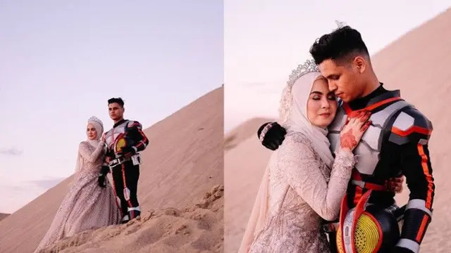 Keren, Pasangan Ini Bikin Foto Prewedding ala Kamen Rider