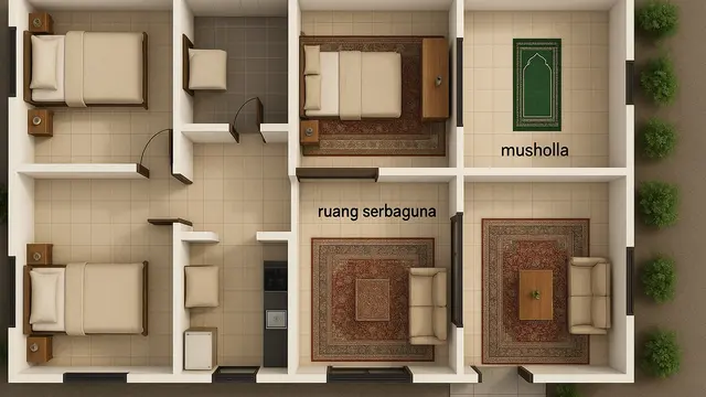Desain Rumah Islami 3 Kamar (Foto: ChatGPT)