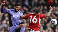 Joe Gomez saat Liverpool bertandang ke markas Nottingham Forest dalam laga lanjutan Premier League 2023/2024, Sabtu (2/3/2024) malam. (AFP/Paul Ellis)