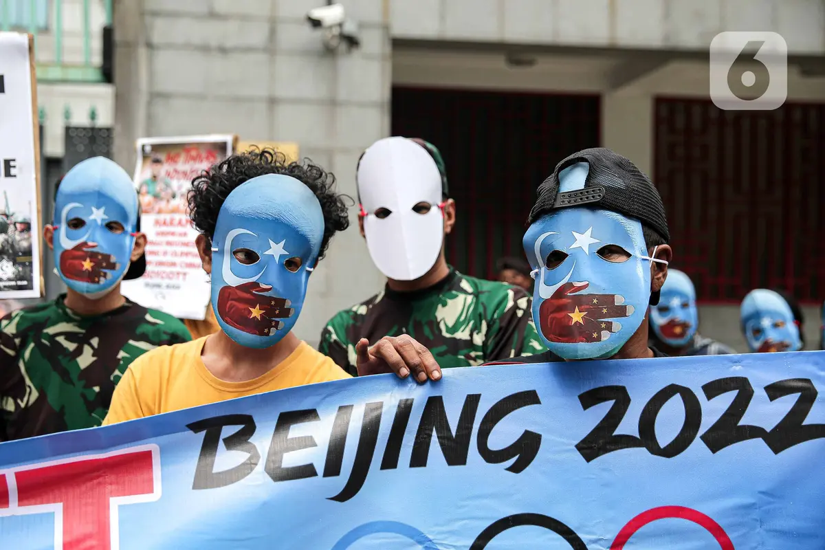 FOTO: Aksi Geruduk Kedutaan Besar China Terkait Uighur
