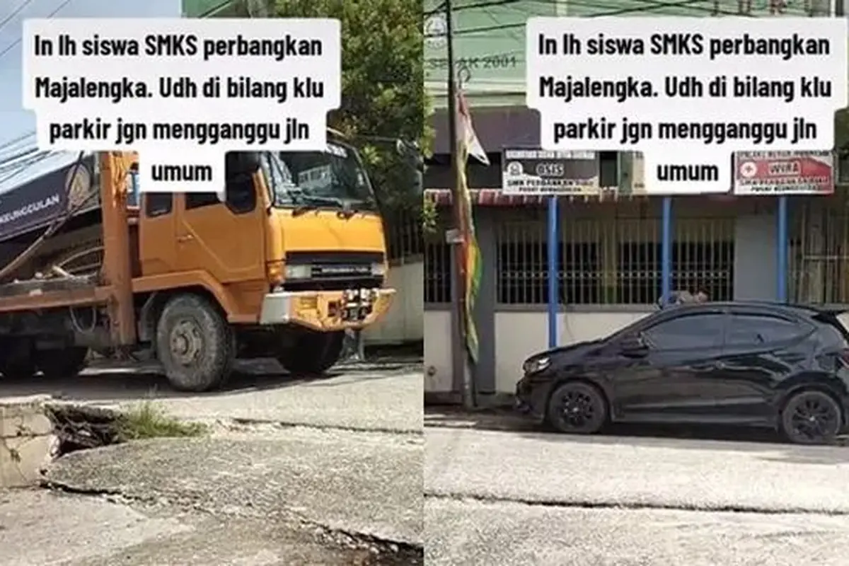 Pelajar SMK Bawa Mobil Lalu Parkir Sembarangan, Bikin Susah Sopir Truk