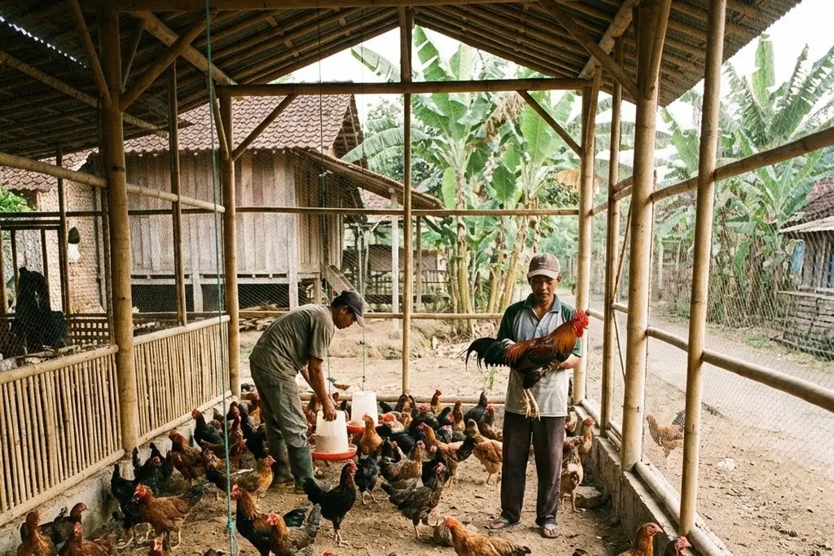Ilustrasi Ternak Ayam Kampung/Gemini AI