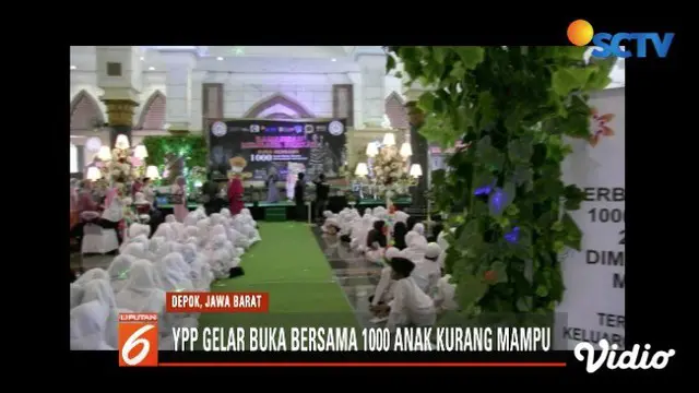 YPP SCTV-Indosiar bersama Yapena gelar buka puasa bersama seribu anak yatim piatu, disabilitas, dan kurang mampu di Masjid Kubah Mas, Depok, Jawa Barat.