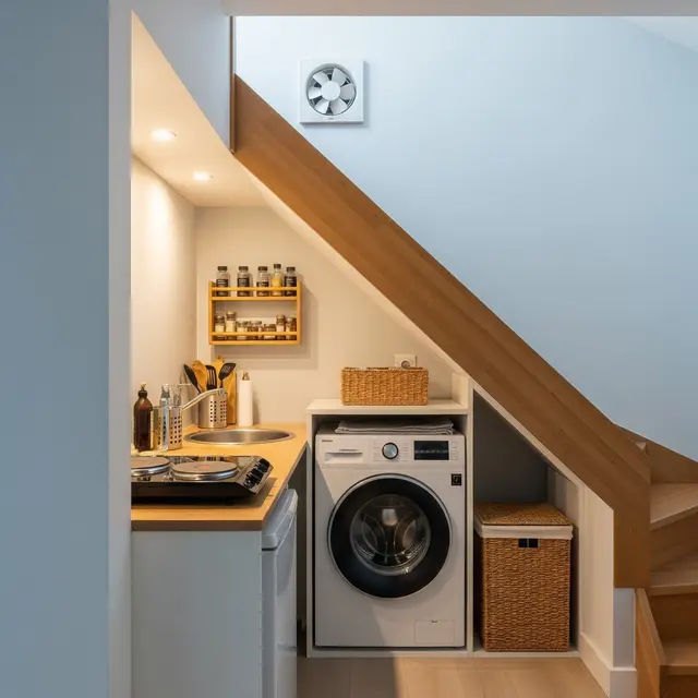 Dapur Rumah Kecil Multifungsi untuk Masak dan Cuci Baju