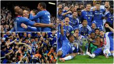 Chelsea pernah merasakan manisnya mengangkat trofi kasta tertinggi kompetisi antar klub Eropa usai mengalahkan Bayer Munchen di laga final Liga Champions pada 2012. Berikut pemain bintang chelsea ketika meraih trofi juara Liga Champions 2012. (kolase foto AFP)