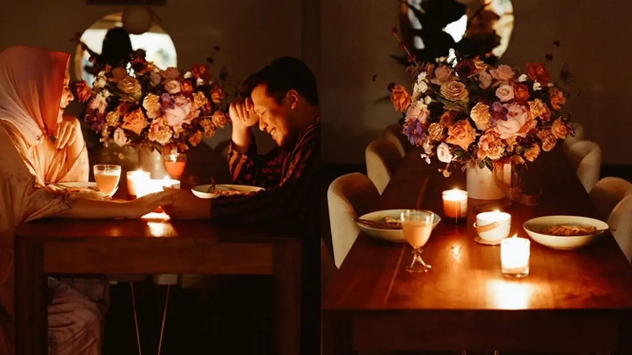 Rayakan Anniversary Pernikahan, Ini 6 Momen Makan Malam Romantis Dian Pelangi dan Suami