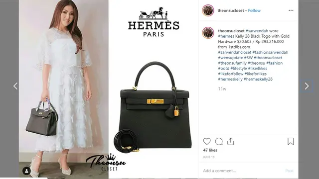tas Sarwendah yang harganya fantastis (sumber: Instagram/@theonsucloset)