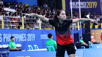 Aksi Ruselli Hartawan di SEA Games 2019. (PBSI)