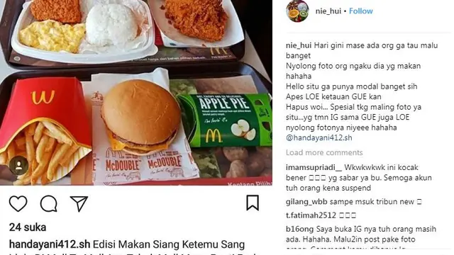 [Bintang] Pamer Foto Makanan di Instagram, Orang Ini Malah Dikomentarin Sama yang Punya Foto Asli
